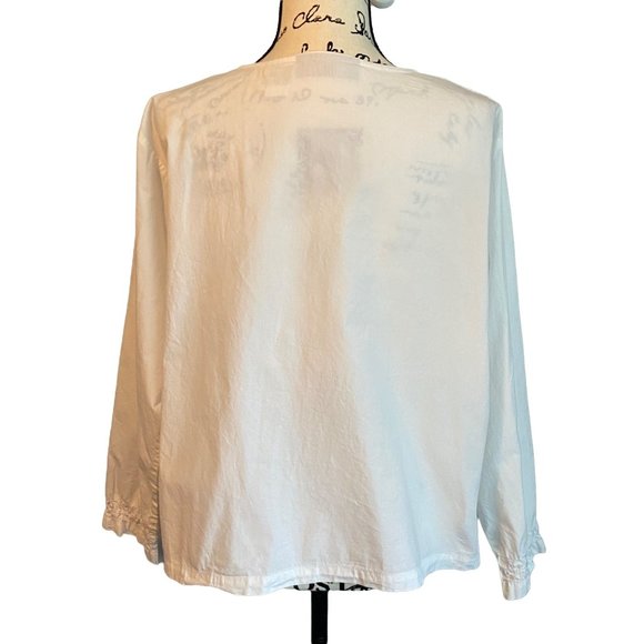 Orvis Women's White Button Up Top Size Petite XL Cotton Embroidered Boxy - Picture 3 of 8